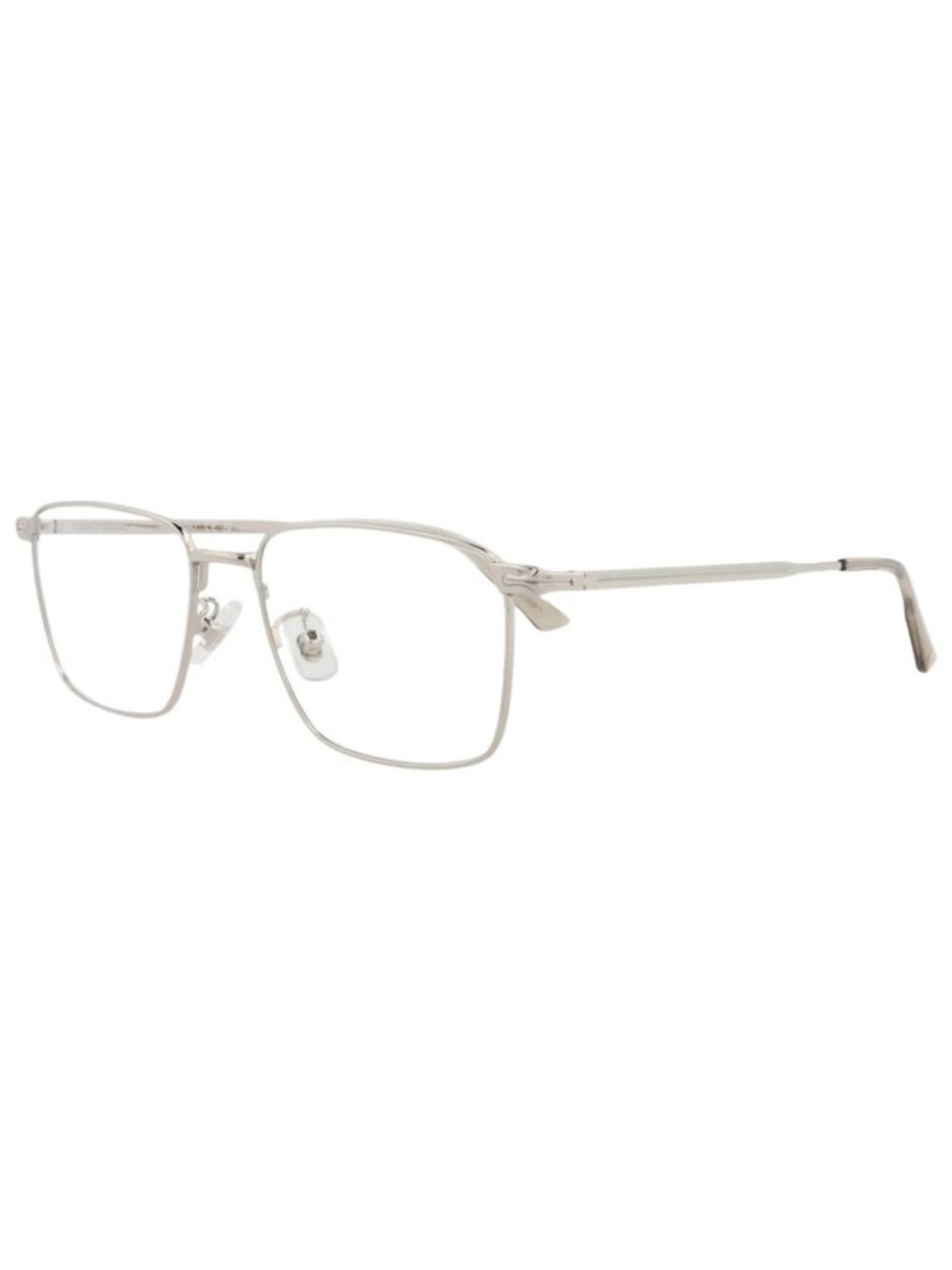 New Montblanc Women's Eyeglasses Square Rectangle Metal Frame Mens Silver Silver